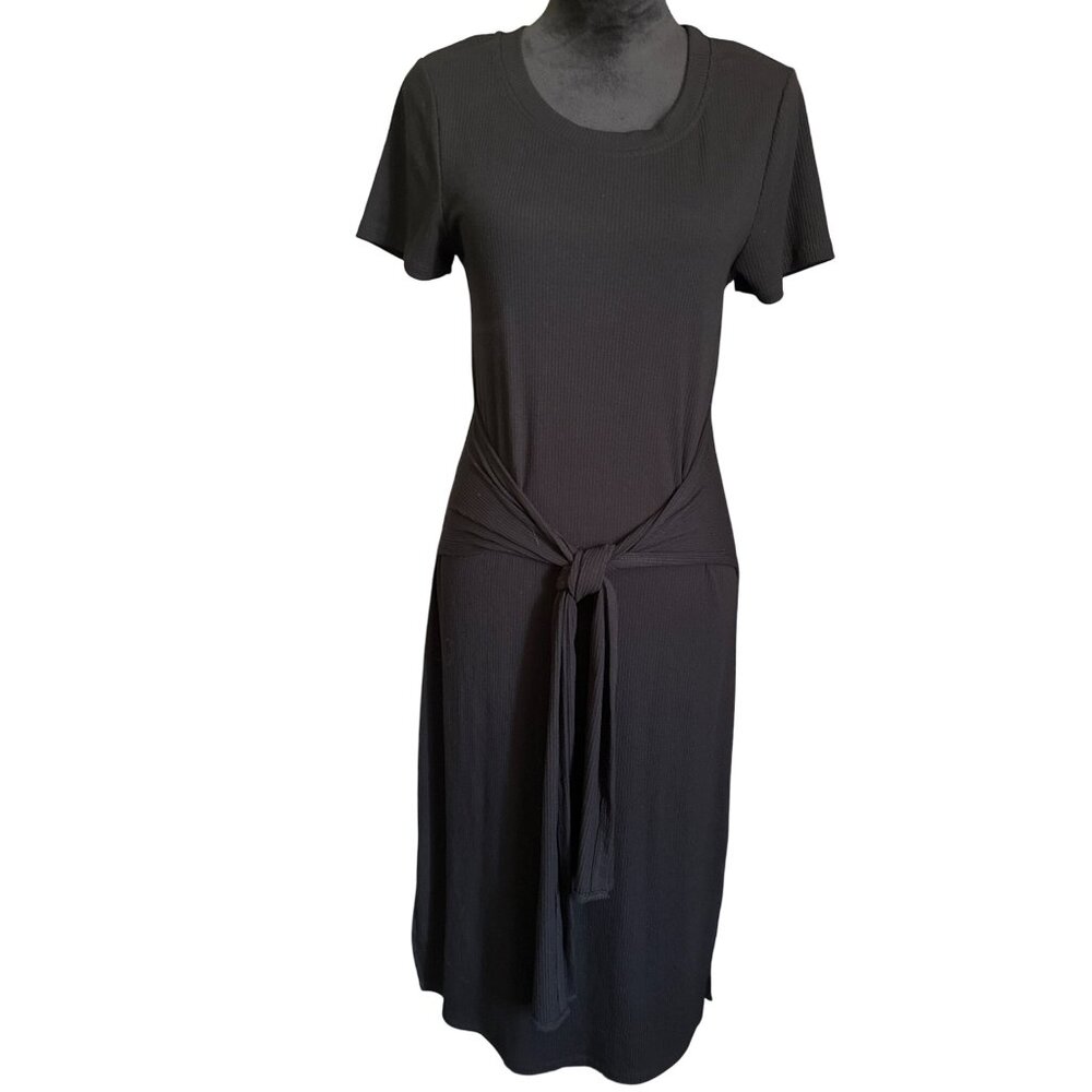 Black Midi Dress With Waist Tie Detail By Rachel Zoe Size M